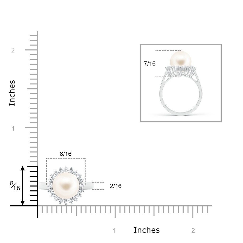 9mm AAA Freshwater Pearl Ring with Floral Halo in White Gold Product Image