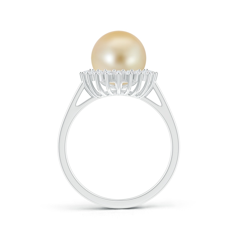 9mm AAA Golden South Sea Cultured Pearl Ring with Floral Halo in White Gold product image