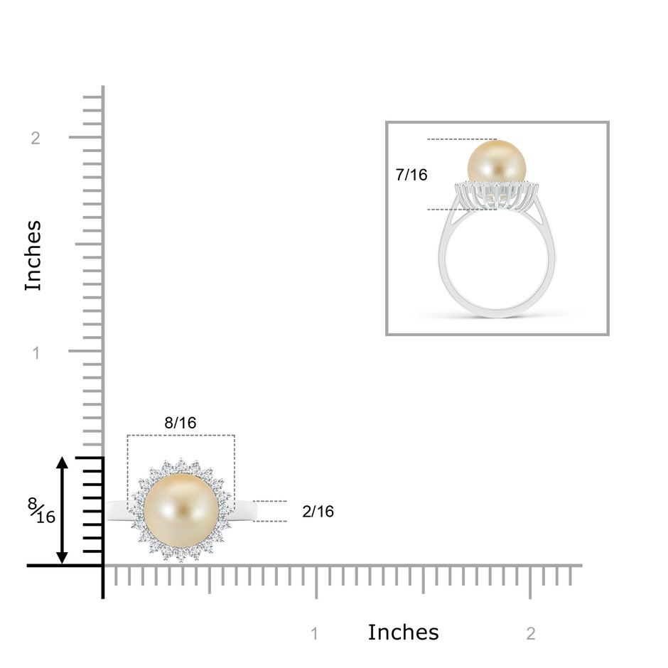 9mm AAA Golden South Sea Cultured Pearl Ring with Floral Halo in White Gold product image