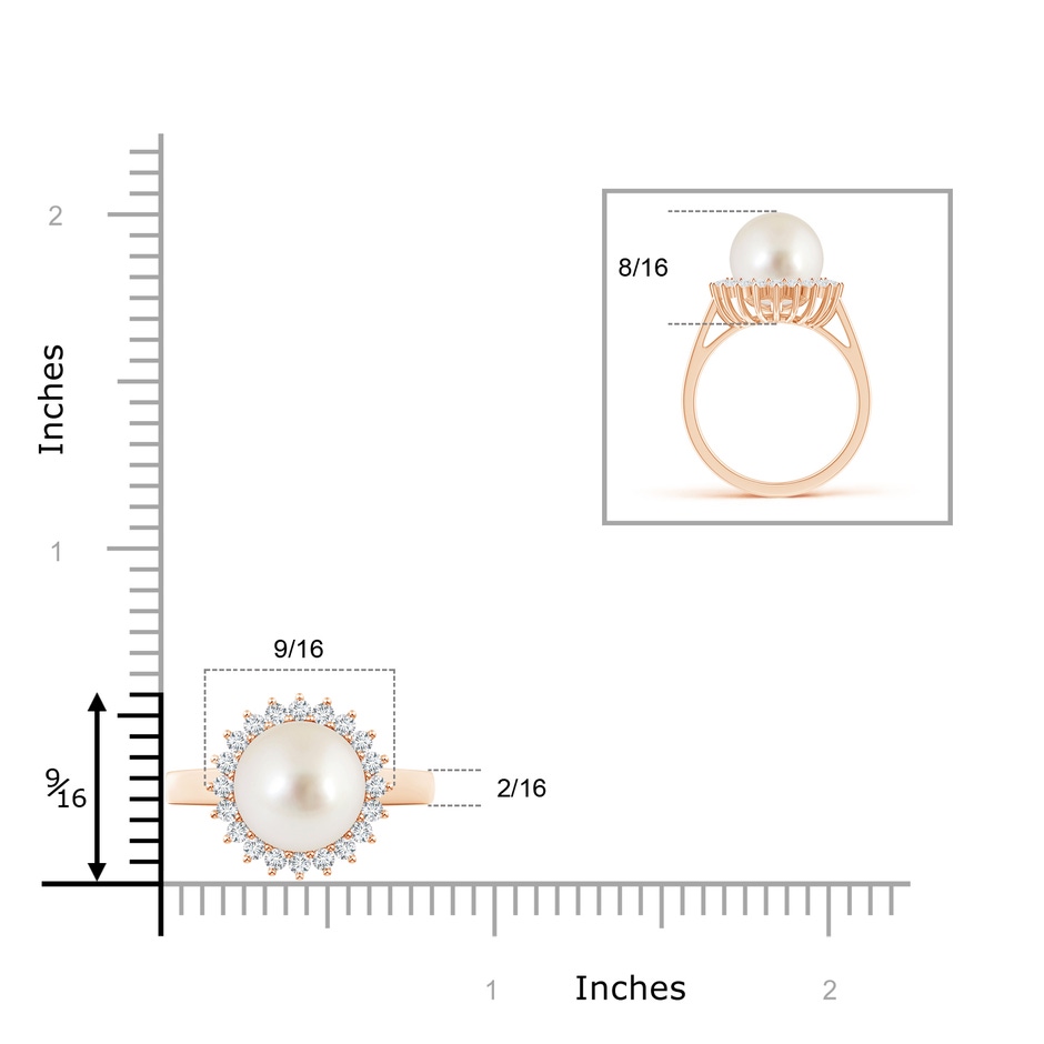 10mm AAAA South Sea Pearl Ring with Floral Halo in Rose Gold product image
