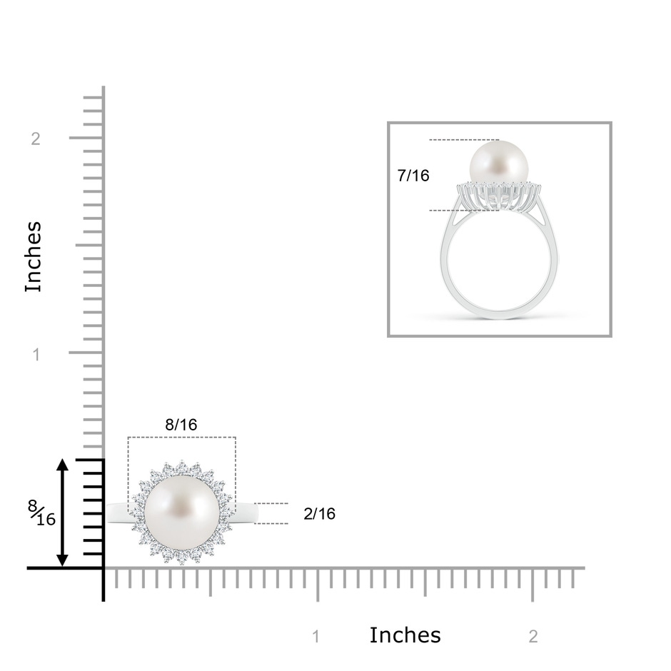 9mm AAA South Sea Pearl Ring with Floral Halo in White Gold product image