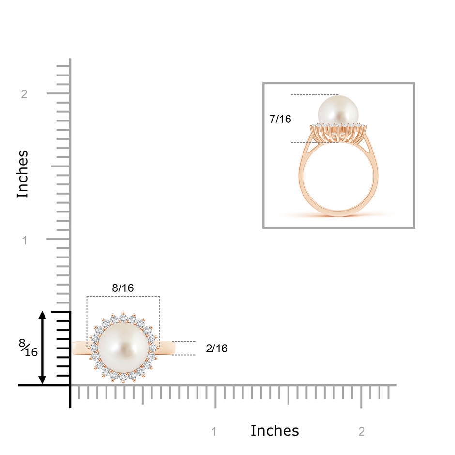 9mm AAAA South Sea Pearl Ring with Floral Halo in Rose Gold product image
