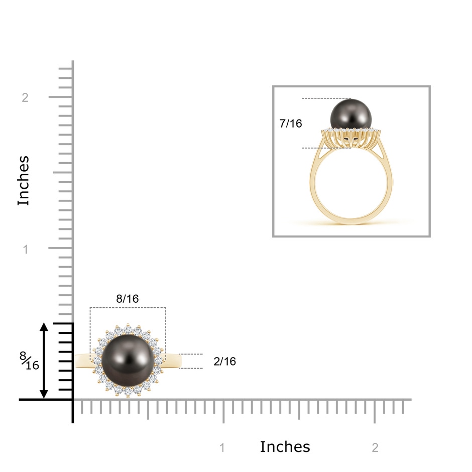 9mm AAA Tahitian Cultured Pearl Ring with Floral Halo in Yellow Gold product image