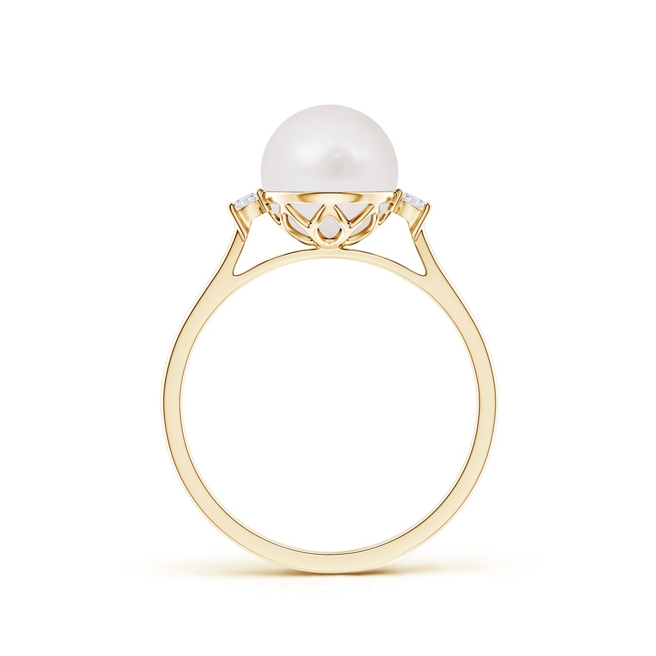 8mm A Japanese Akoya Pearl Ring with Diamond Accents in Yellow Gold product image