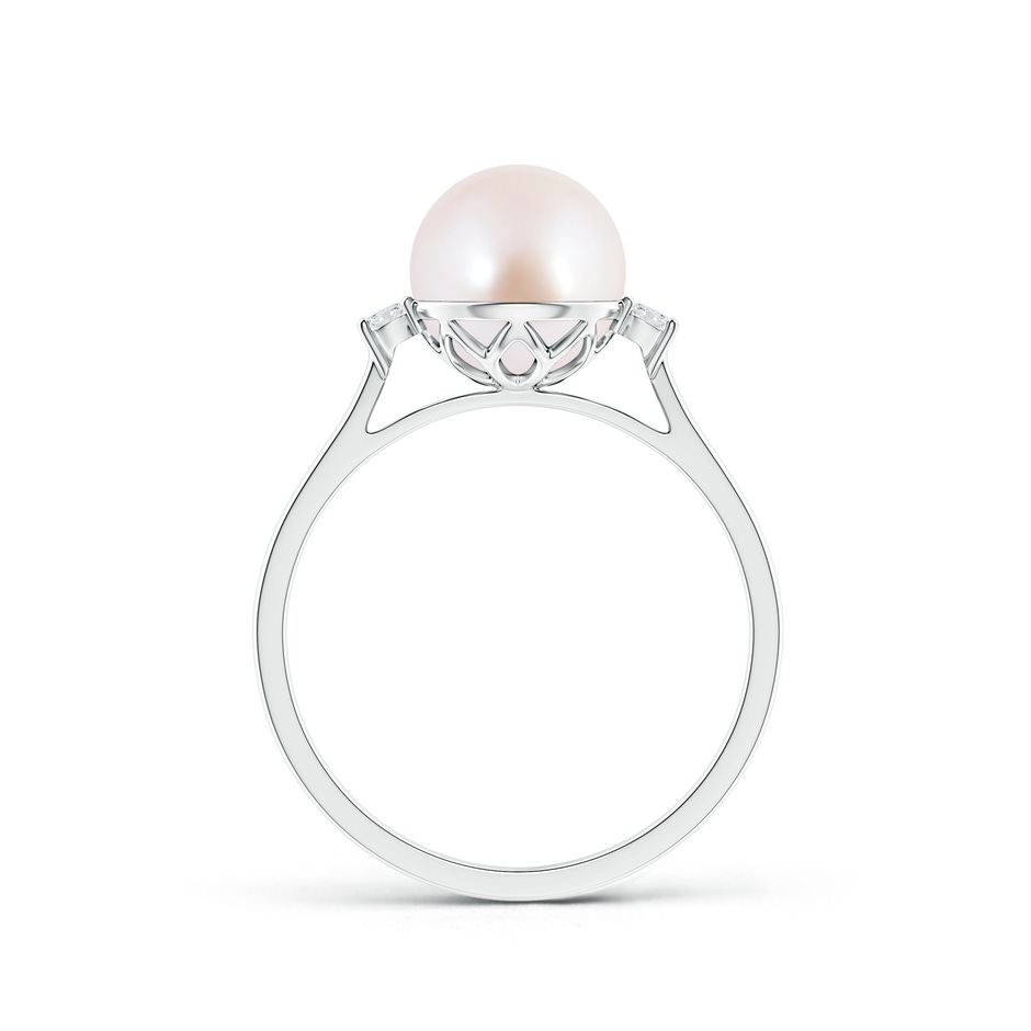 8mm AAA Japanese Akoya Pearl Ring with Diamond Accents in White Gold product image