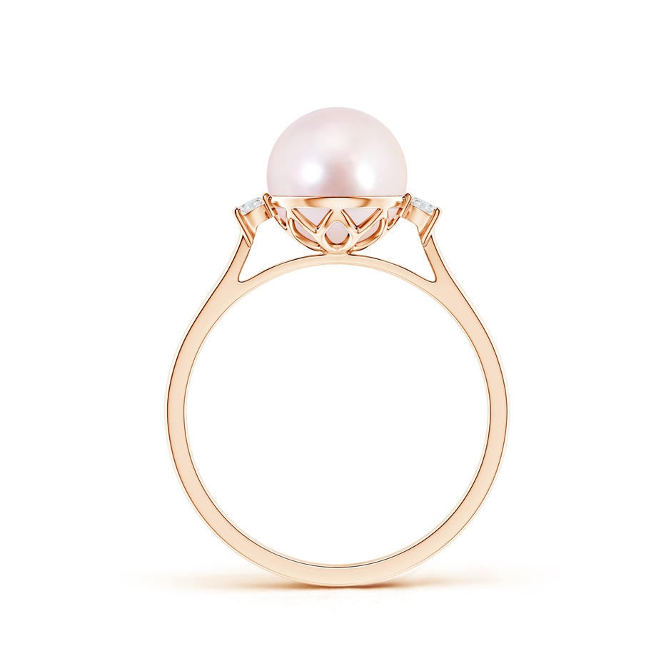 8mm AAAA Japanese Akoya Pearl Ring with Diamond Accents in Rose Gold product image