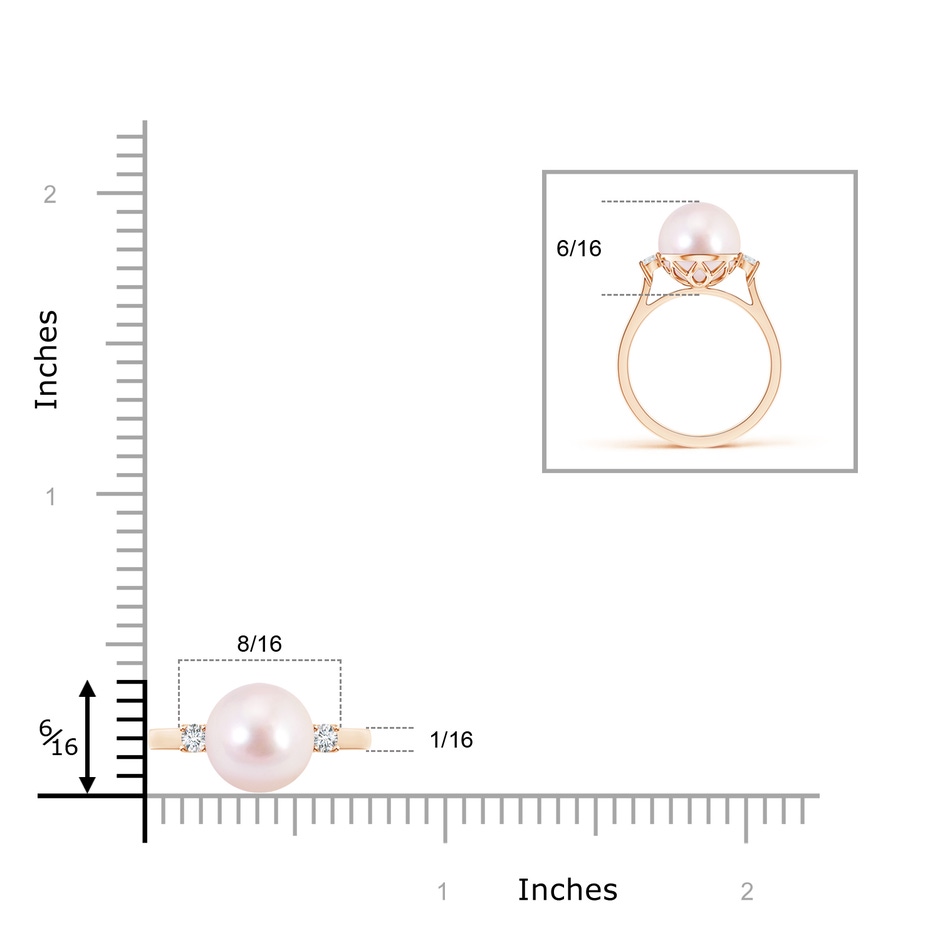8mm AAAA Japanese Akoya Pearl Ring with Diamond Accents in Rose Gold product image