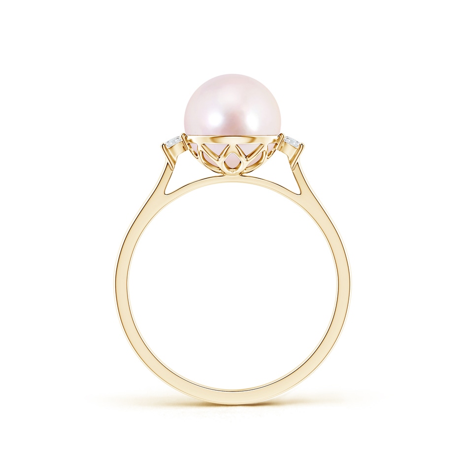8mm AAAA Japanese Akoya Pearl Ring with Diamond Accents in Yellow Gold product image