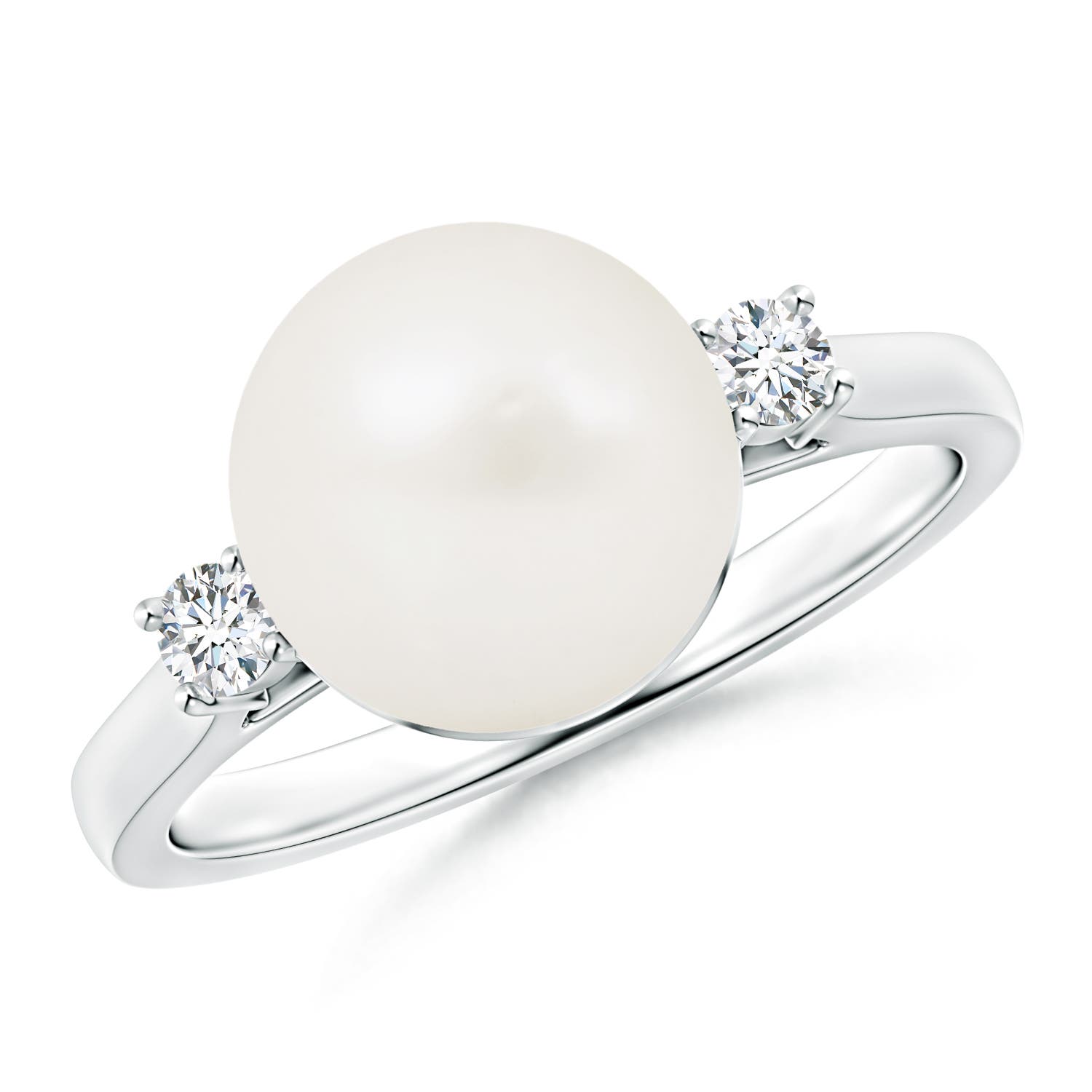 Angara 10 MM Freshwater Pearl Ring with Diamond Accents in Silver