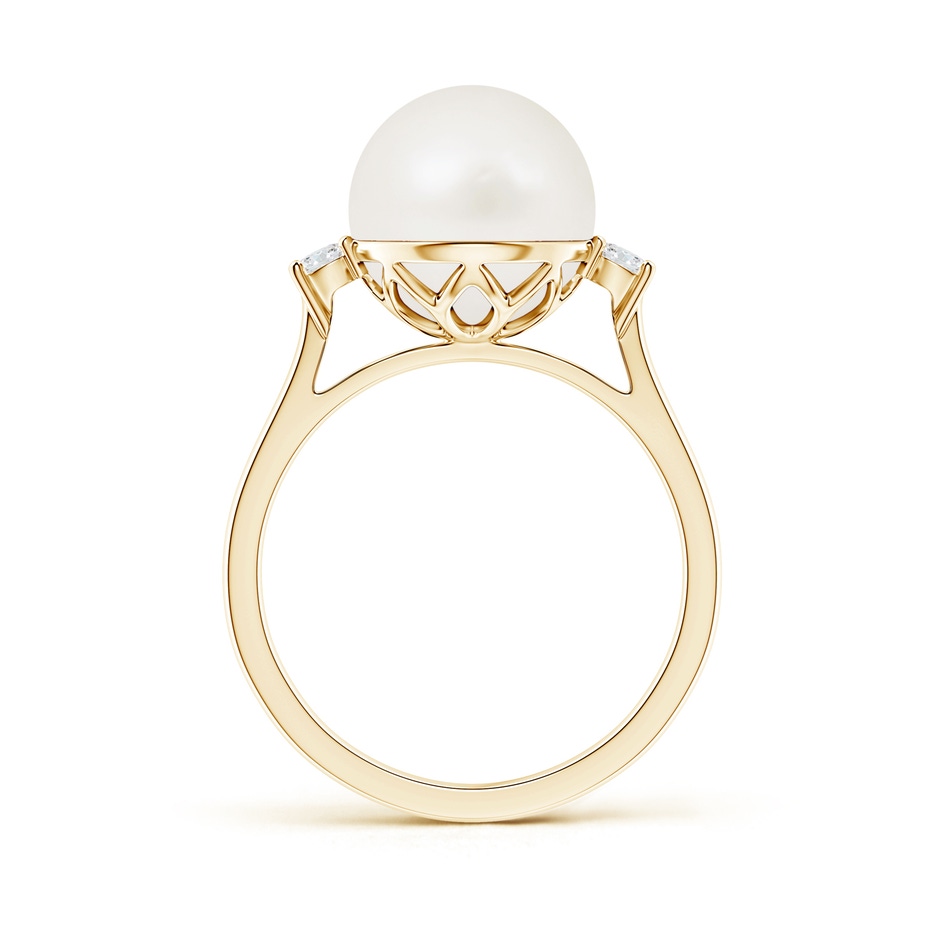 10mm A Freshwater Pearl Ring with Diamond Accents in Yellow Gold product image