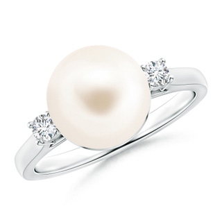 10mm AAA Freshwater Pearl Ring with Diamond Accents in White Gold