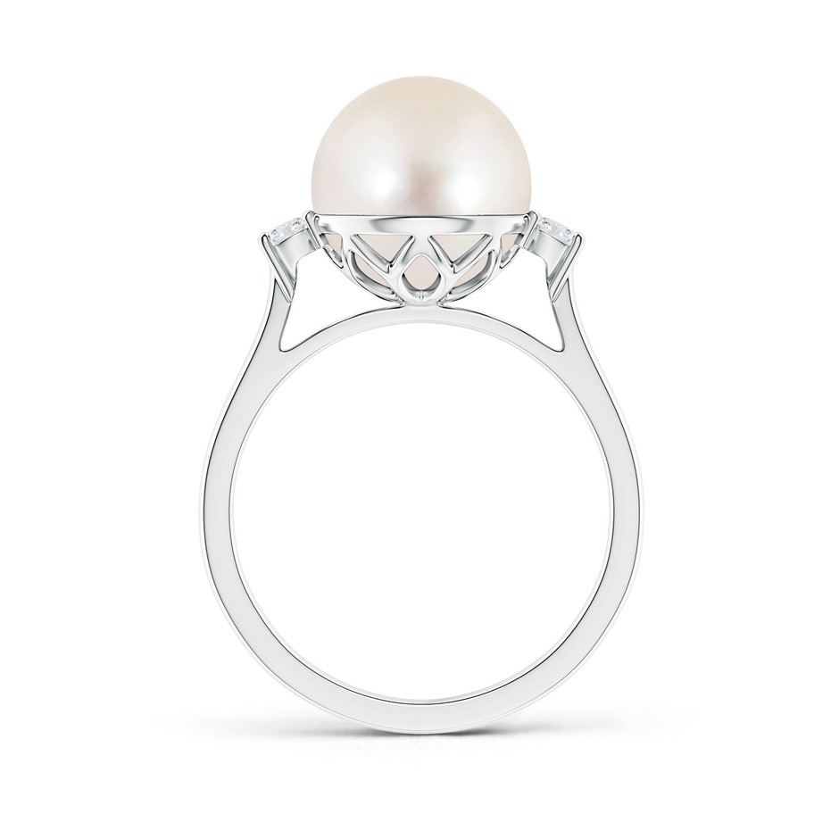 10mm AAAA Freshwater Pearl Ring with Diamond Accents in S999 Silver product image