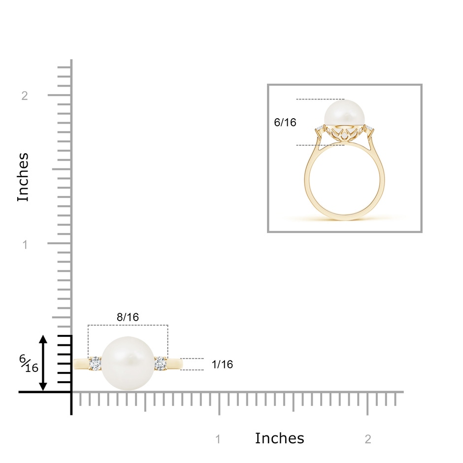 8mm A Freshwater Pearl Ring with Diamond Accents in Yellow Gold product image