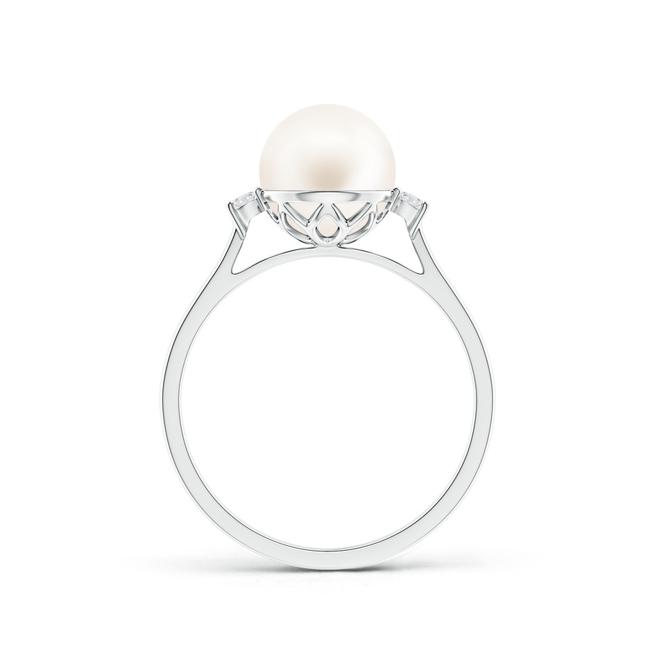 8mm AA Freshwater Pearl Ring with Diamond Accents in 9K White Gold product image