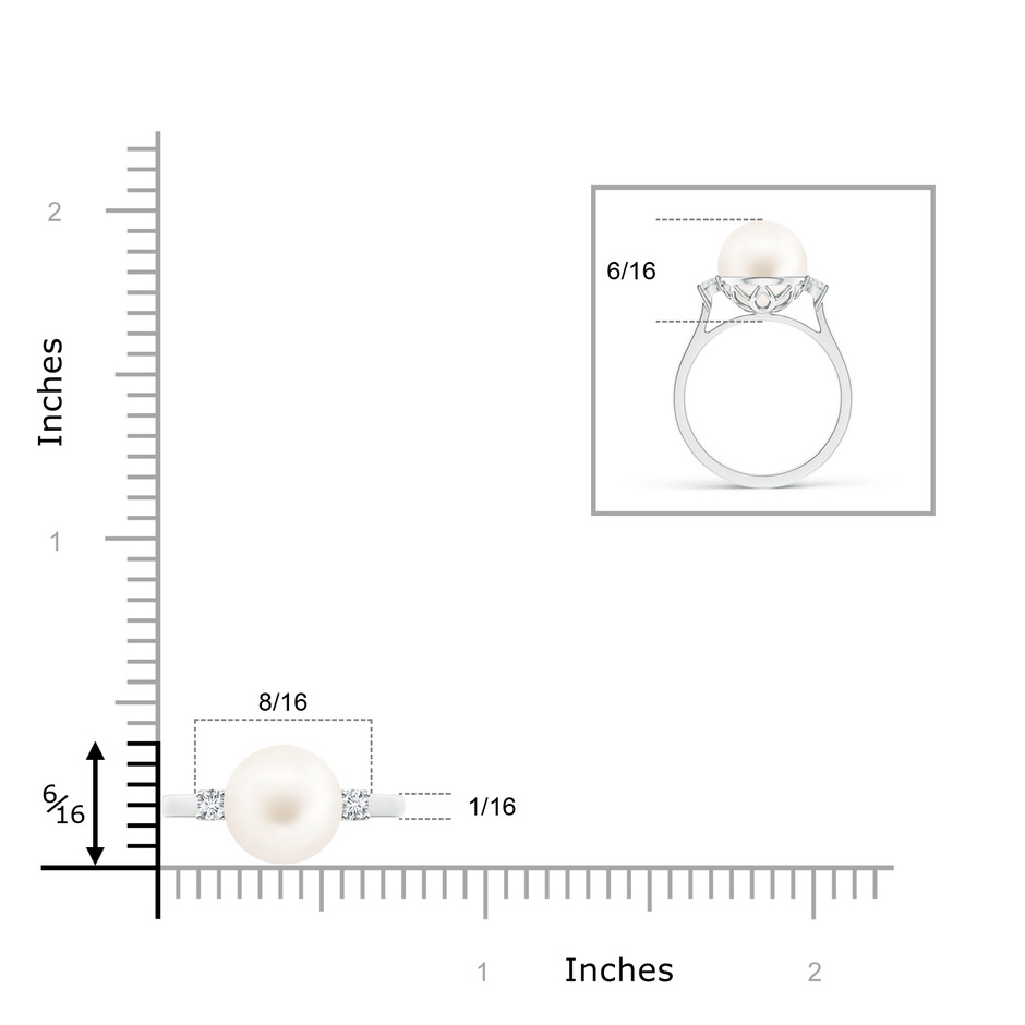 8mm AA Freshwater Pearl Ring with Diamond Accents in 9K White Gold product image