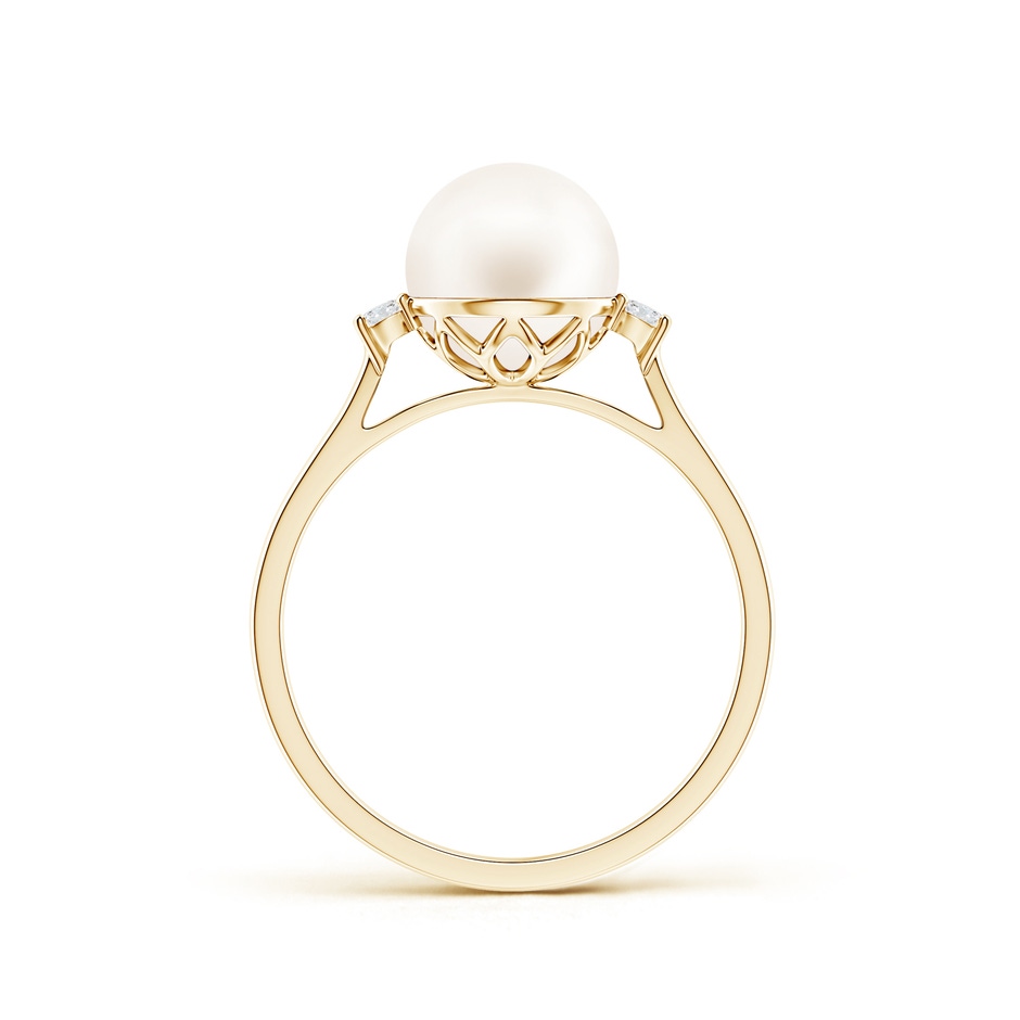 8mm AA Freshwater Pearl Ring with Diamond Accents in Yellow Gold product image