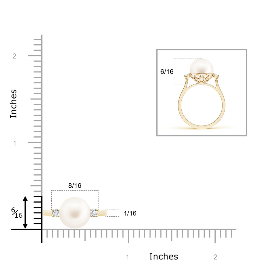 8mm AA Freshwater Pearl Ring with Diamond Accents in Yellow Gold product image