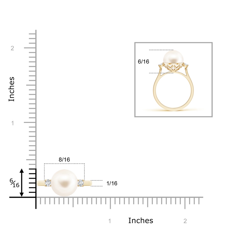 8mm AAA Freshwater Pearl Ring with Diamond Accents in 9K Yellow Gold product image