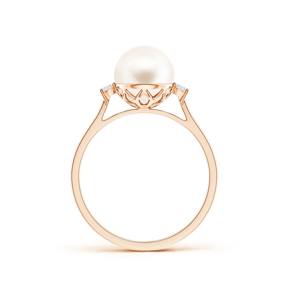 8mm AAA Freshwater Pearl Ring with Diamond Accents in Rose Gold product image