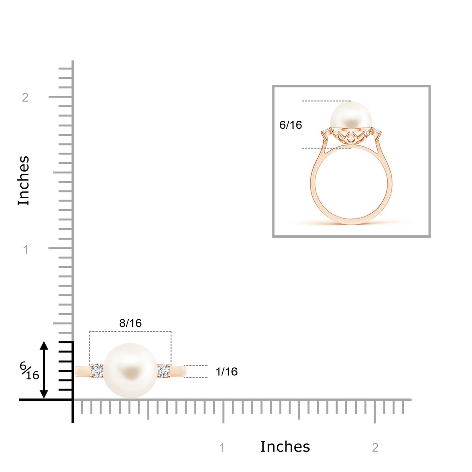 8mm AAA Freshwater Pearl Ring with Diamond Accents in Rose Gold product image