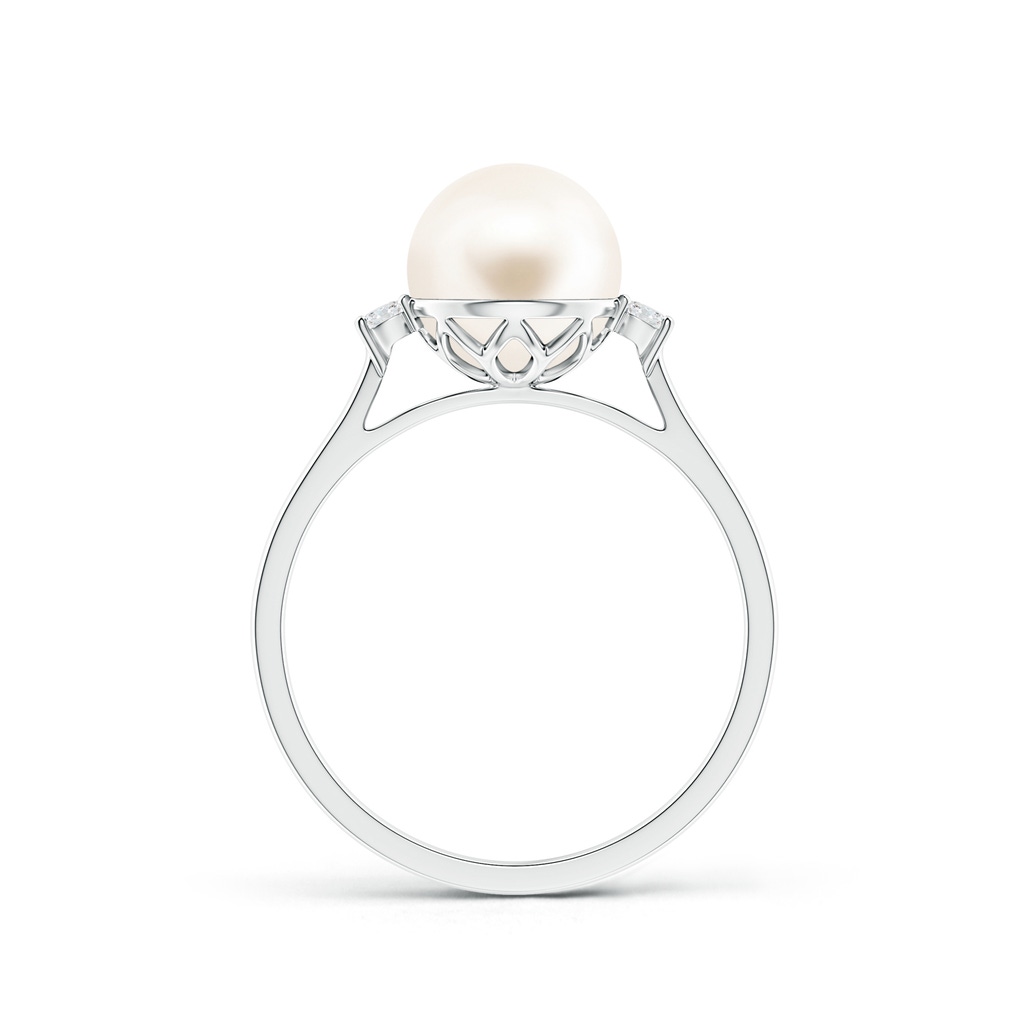 8mm AAA Freshwater Pearl Ring with Diamond Accents in S999 Silver Product Image
