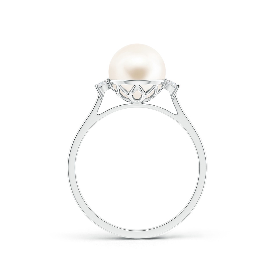 8mm AAA Freshwater Pearl Ring with Diamond Accents in S999 Silver product image