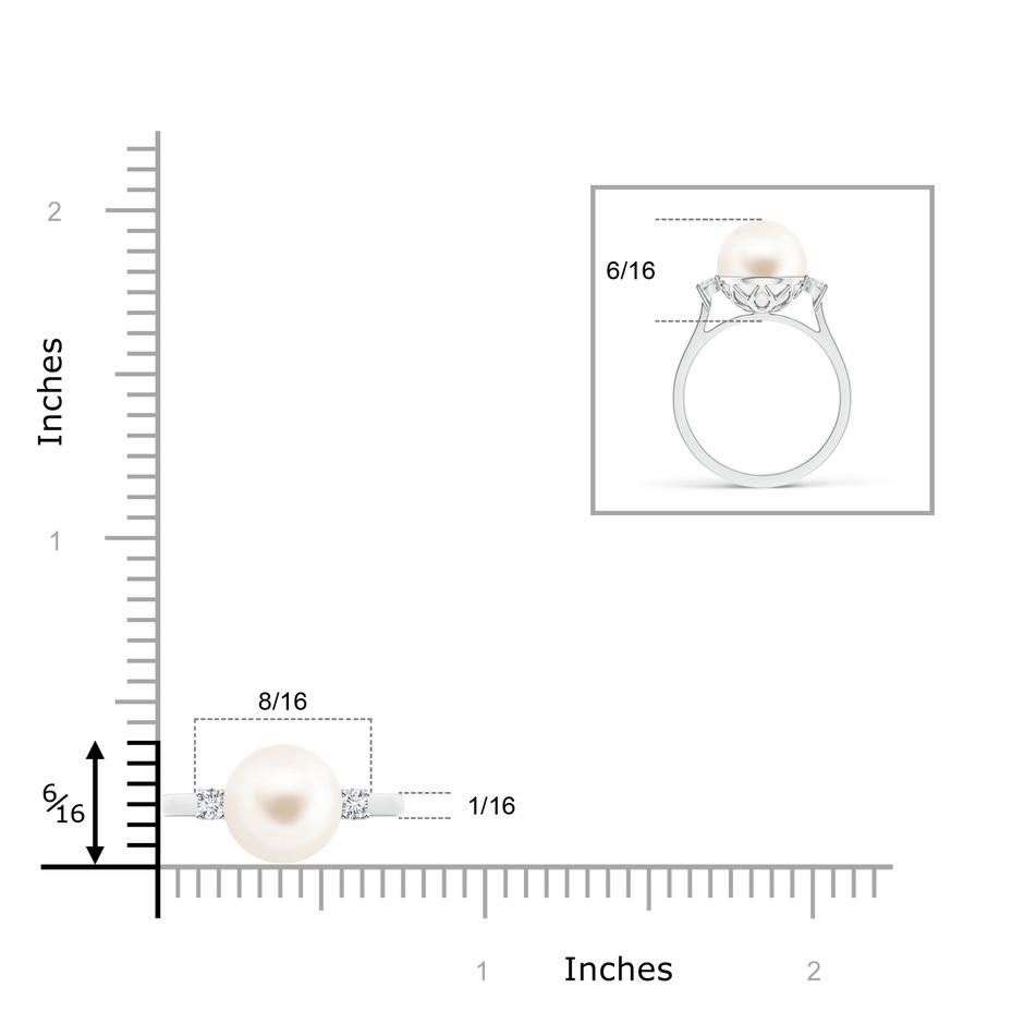 8mm AAA Freshwater Pearl Ring with Diamond Accents in S999 Silver product image