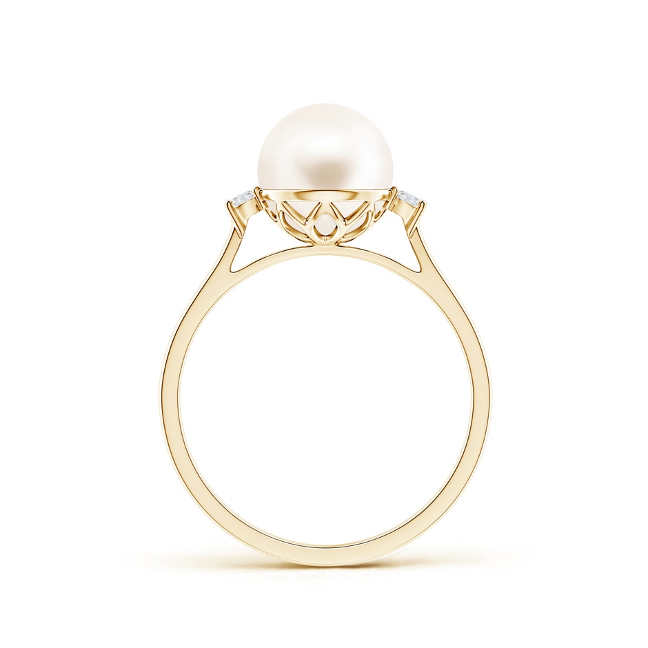 8mm AAA Freshwater Pearl Ring with Diamond Accents in Yellow Gold product image