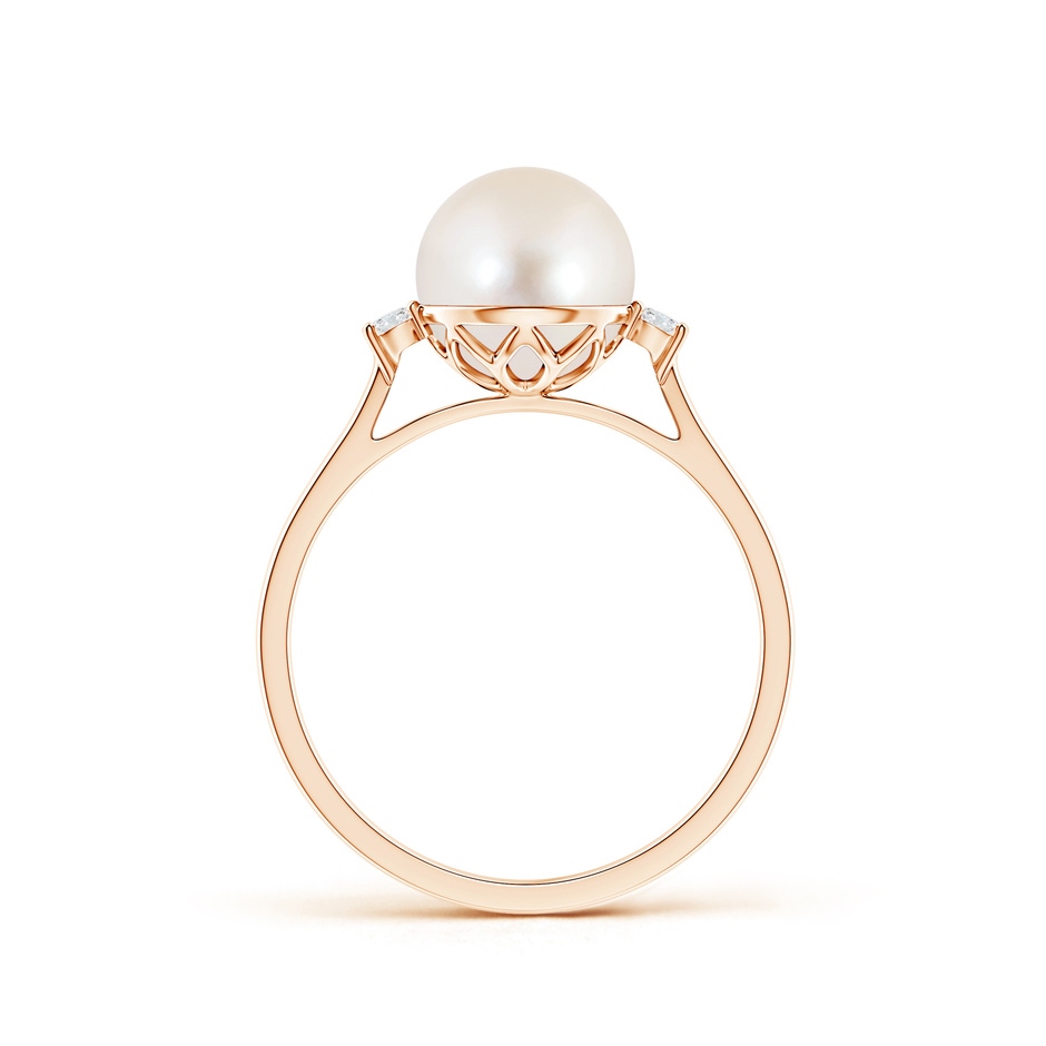 8mm AAAA Freshwater Pearl Ring with Diamond Accents in Rose Gold product image