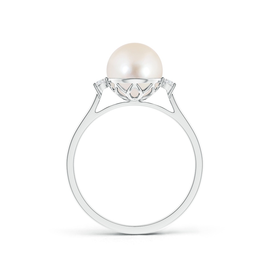 8mm AAAA Freshwater Pearl Ring with Diamond Accents in S999 Silver product image