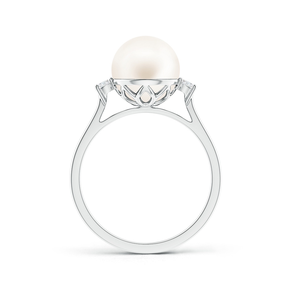 9mm AA Freshwater Pearl Ring with Diamond Accents in S999 Silver product image