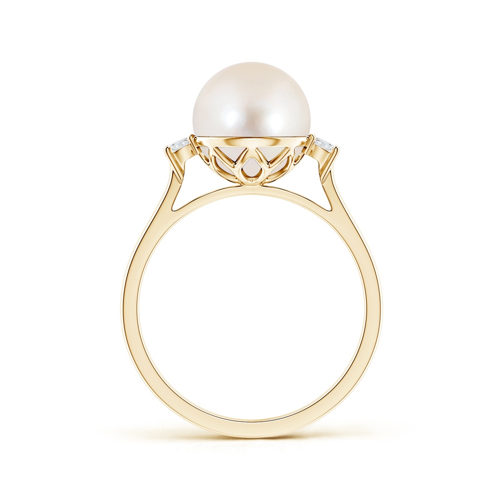 9mm AAAA Freshwater Pearl Ring with Diamond Accents in 10K Yellow Gold Product Image