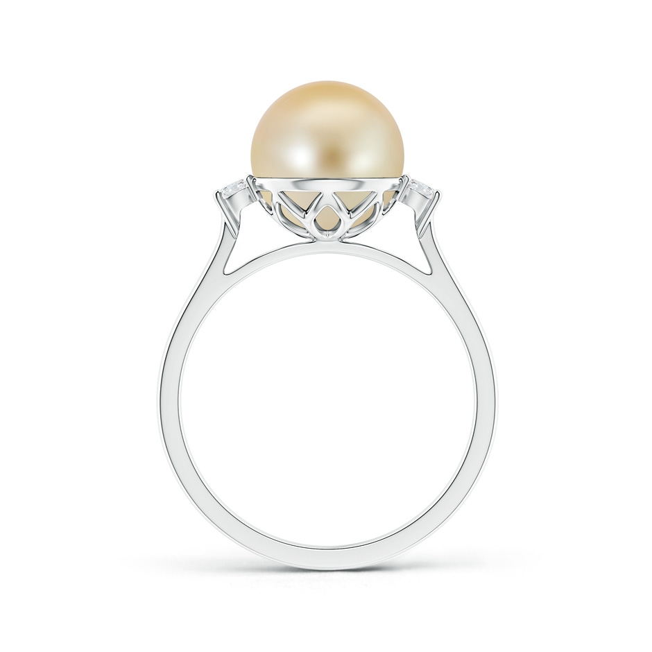 9mm AAA Golden South Sea Cultured Pearl Ring with Diamond Accents in White Gold product image