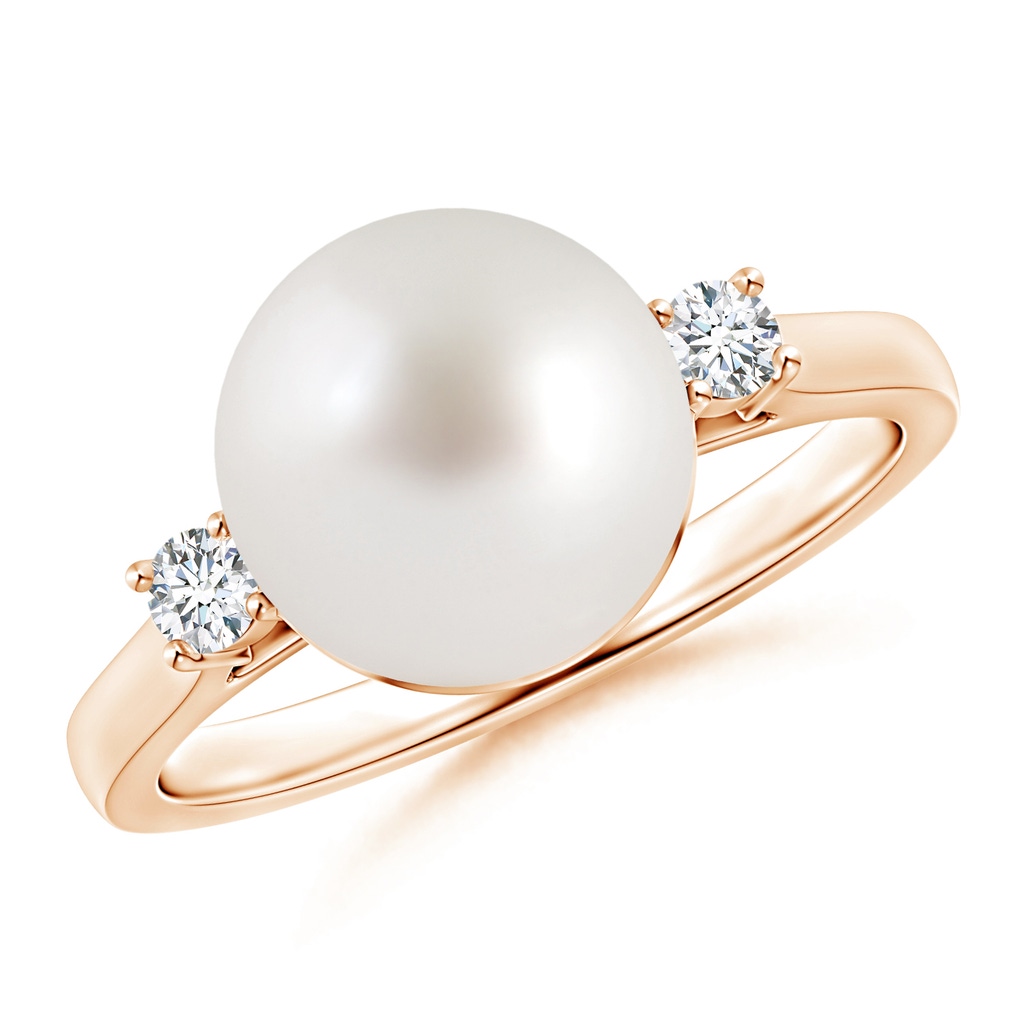 10mm AAA South Sea Pearl Ring with Diamond Accents in Rose Gold