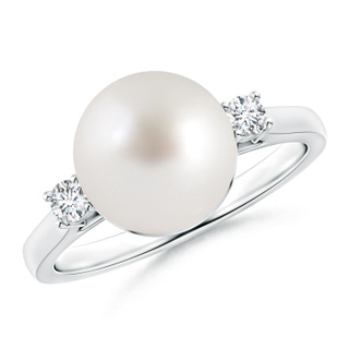 10mm AAA South Sea Pearl Ring with Diamond Accents in White Gold