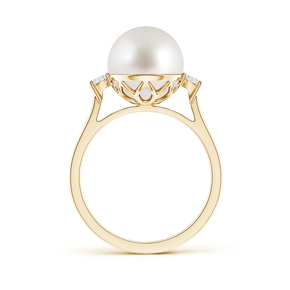 10mm AAA South Sea Pearl Ring with Diamond Accents in Yellow Gold product image