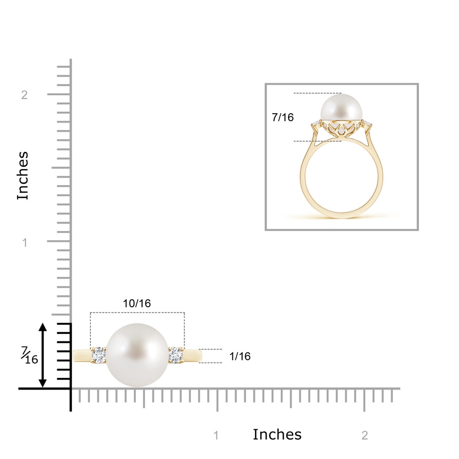 10mm AAA South Sea Pearl Ring with Diamond Accents in Yellow Gold product image