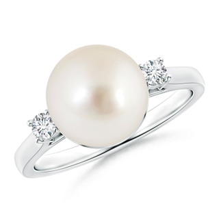 10mm AAAA South Sea Pearl Ring with Diamond Accents in 9K White Gold