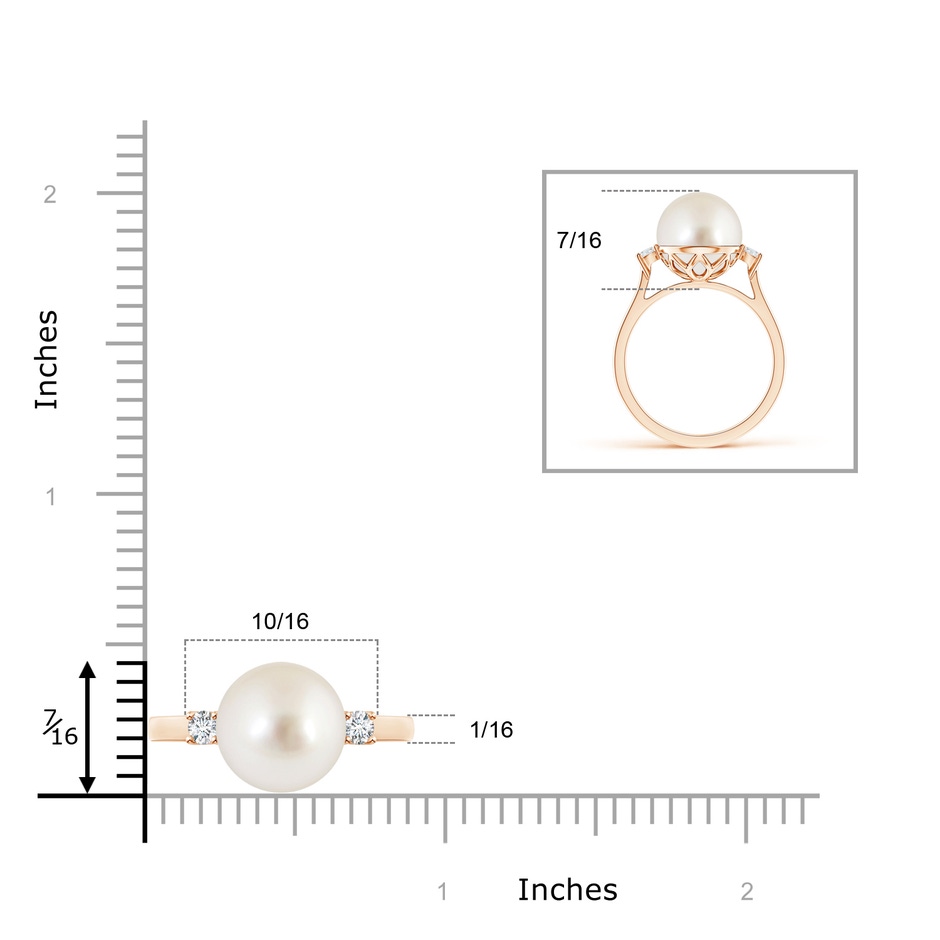 10mm AAAA South Sea Pearl Ring with Diamond Accents in Rose Gold product image