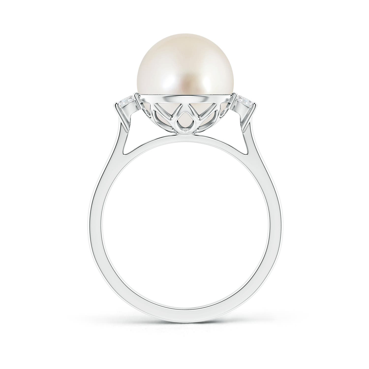 10mm AAAA South Sea Pearl Ring with Diamond Accents in White Gold