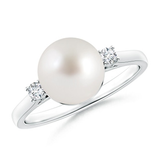 9mm AAA South Sea Pearl Ring with Diamond Accents in S999 Silver