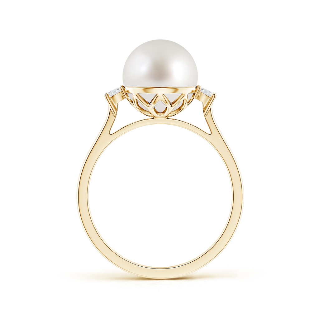 9mm AAA South Sea Pearl Ring with Diamond Accents in Yellow Gold Product Image