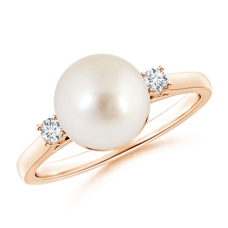 9mm AAAA South Sea Pearl Ring with Diamond Accents in 9K Rose Gold