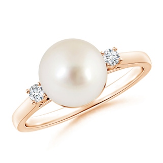 9mm AAAA South Sea Pearl Ring with Diamond Accents in Rose Gold