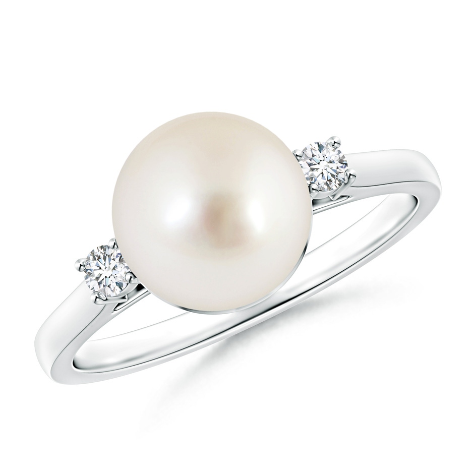 9mm AAAA South Sea Pearl Ring with Diamond Accents in White Gold 
