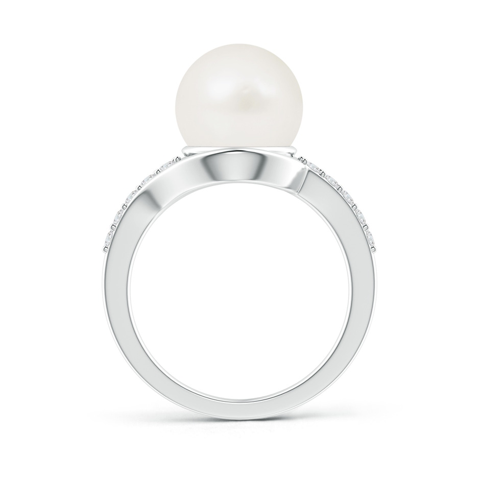 10mm A Solitaire Freshwater Pearl Bypass Ring with Diamonds in White Gold product image