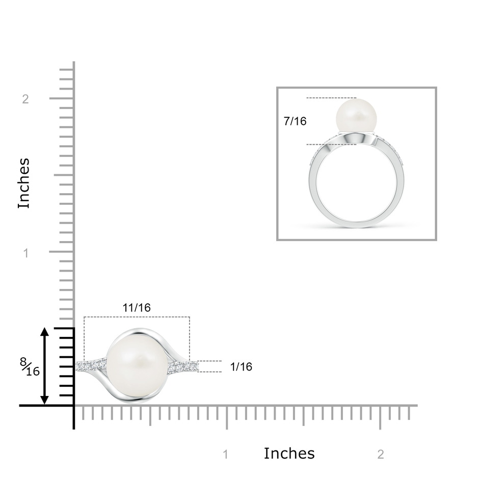 10mm A Solitaire Freshwater Pearl Bypass Ring with Diamonds in White Gold product image