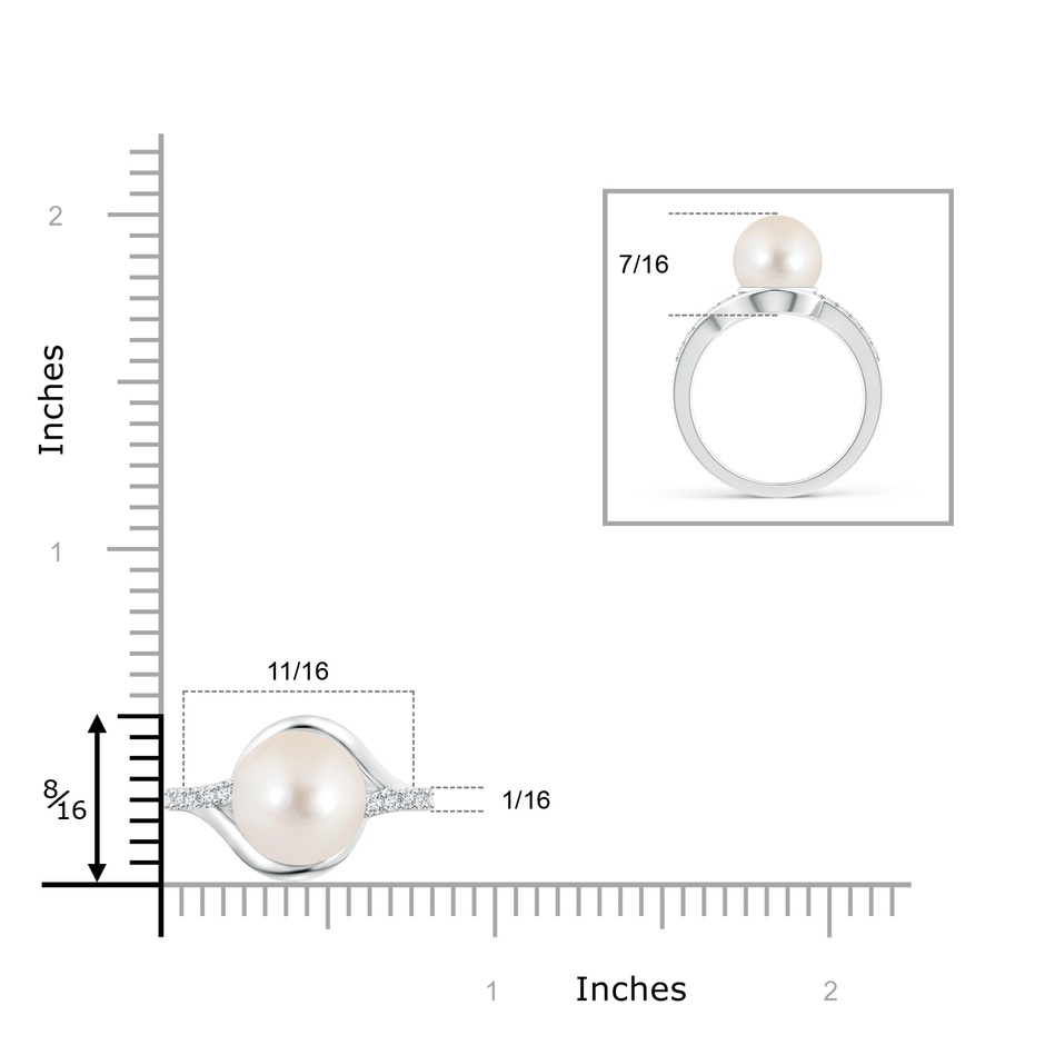 10mm AAAA Solitaire Freshwater Pearl Bypass Ring with Diamonds in S999 Silver product image