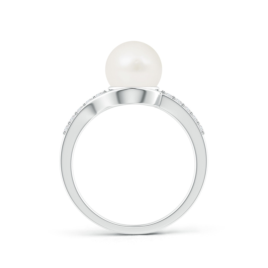 8mm A Solitaire Freshwater Pearl Bypass Ring with Diamonds in S999 Silver product image