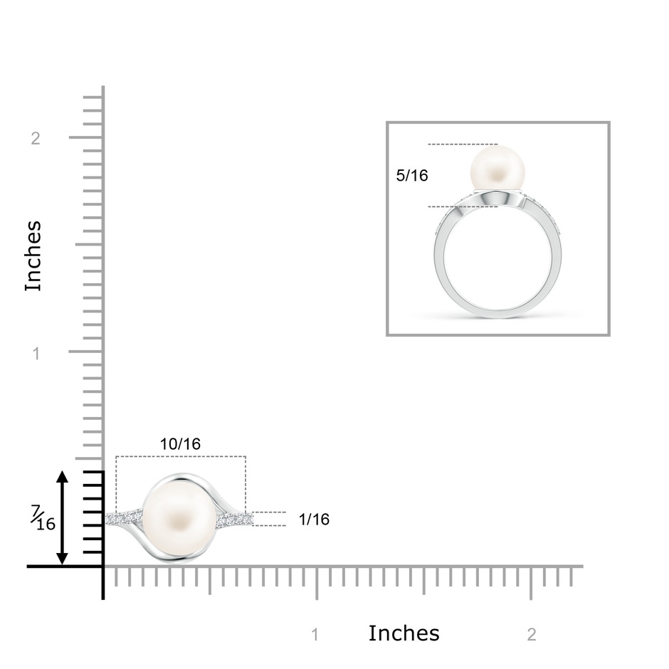 8mm AA Solitaire Freshwater Pearl Bypass Ring with Diamonds in S999 Silver product image